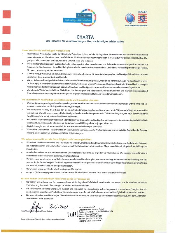 Charta Nachhaltiges Wirtschaften Charta Nachhaltiges Wirtschaften